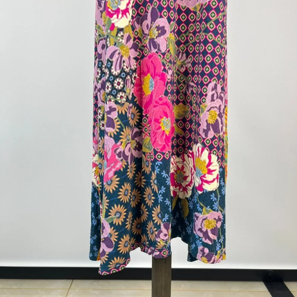 Johnny Was Maggie Multi-Pattern Floral Stretchy Swing Midi Dress Size XS - Picture 4 of 12